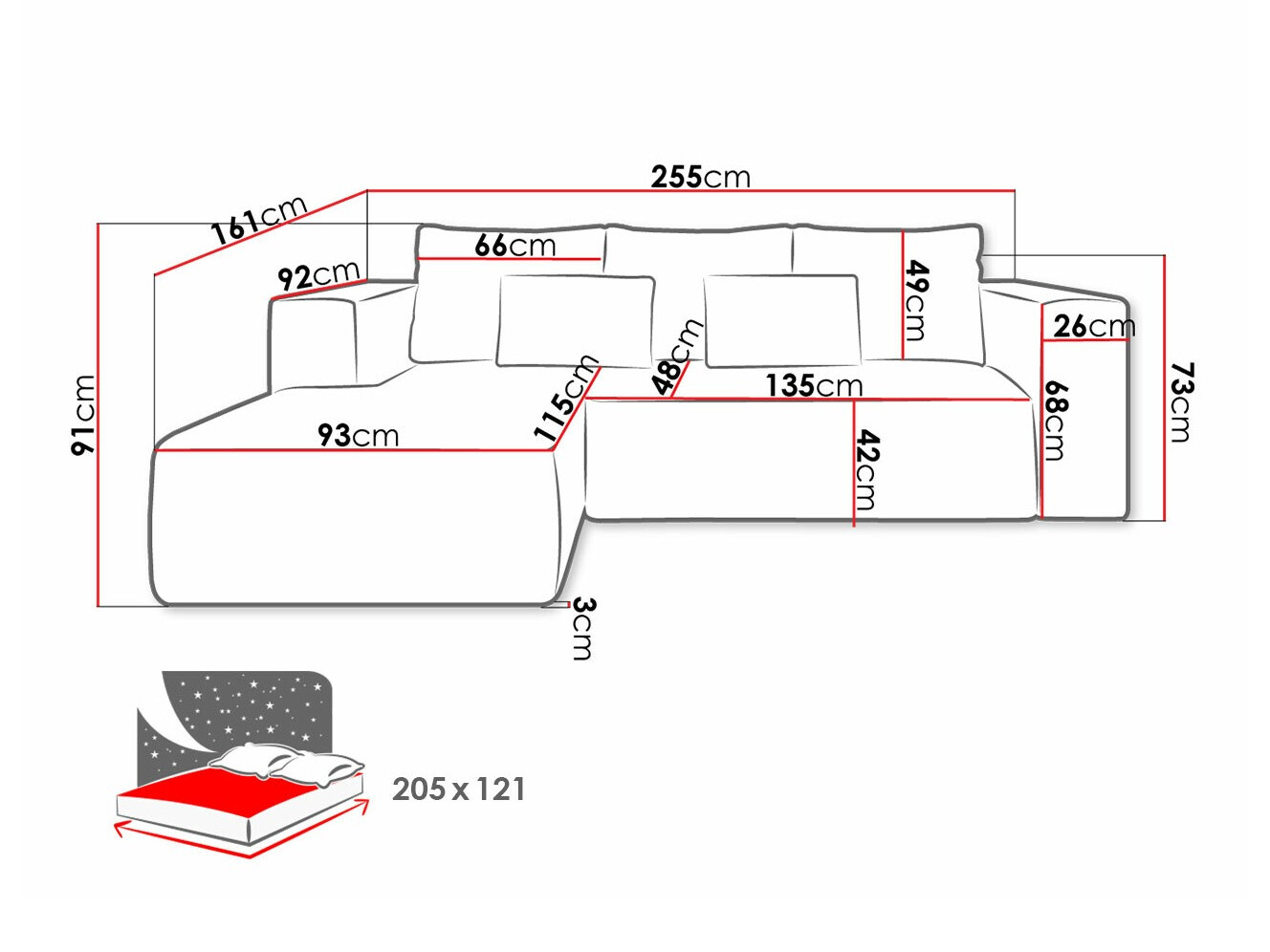 Corner sofa Arvada 116 (Poso 05)