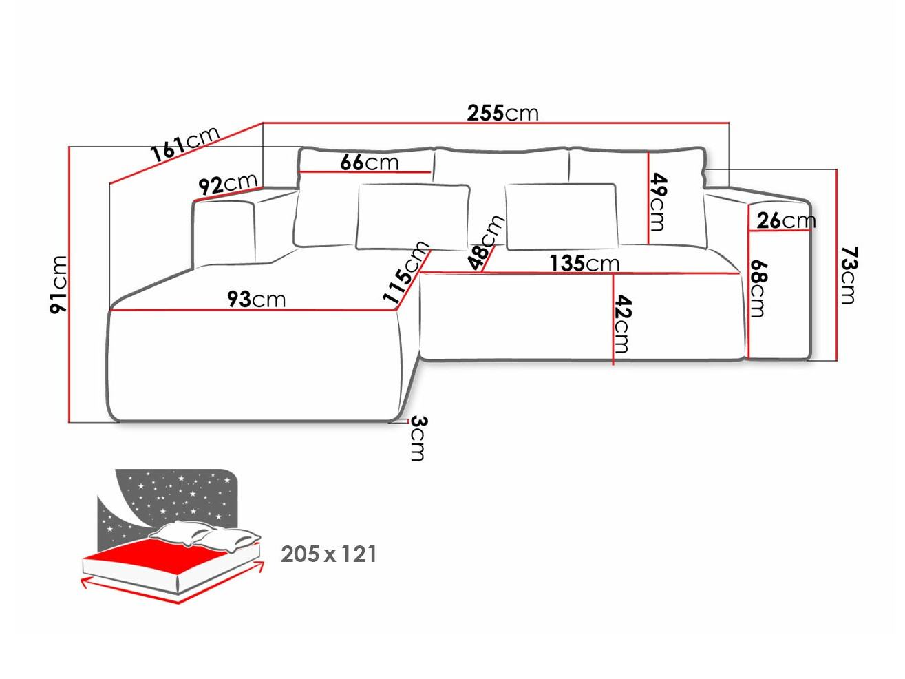 Corner sofa Arvada 116 (Poso 05)
