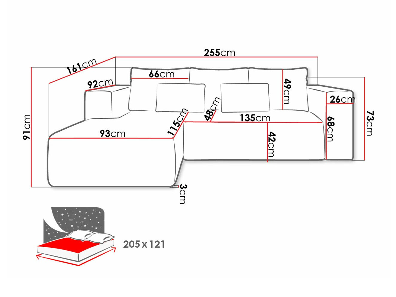 Corner sofa Arvada 116 (Poso 26)