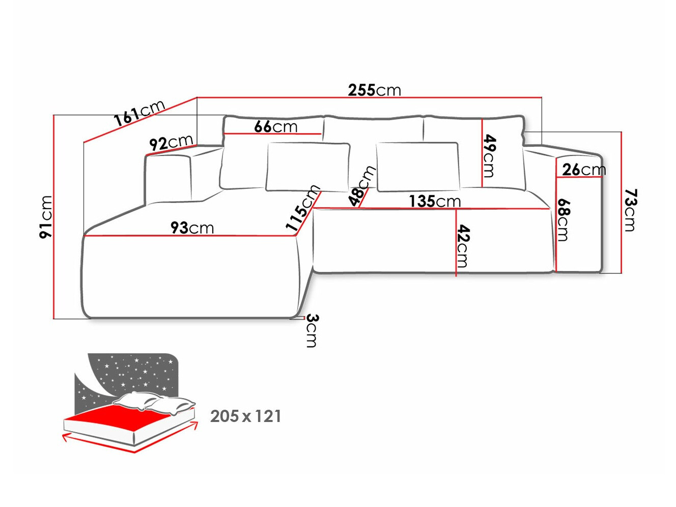 Corner sofa Arvada 116 (Poso 27)