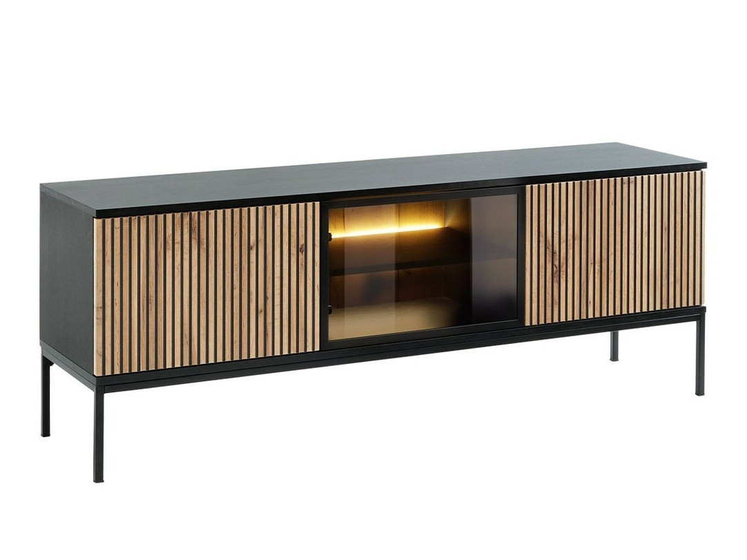 TV stand Manal (Black + Wotan Oak)