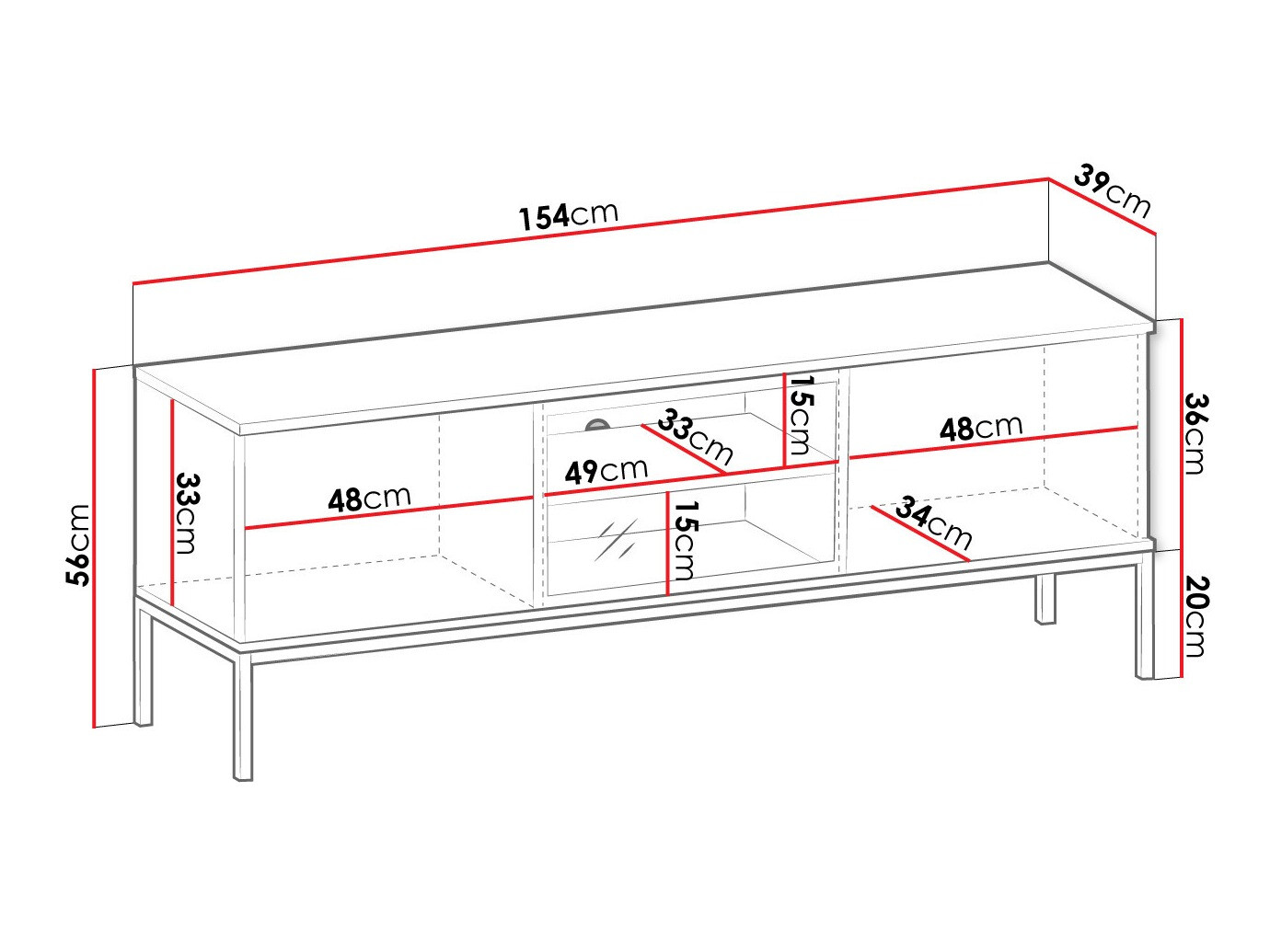 TV stand Manal (Black + Wotan Oak)