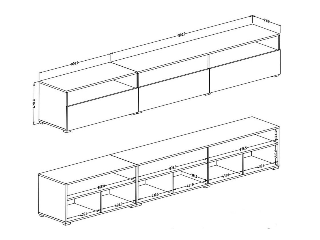 TV stand Serodeu 105 (White + Glossy white)