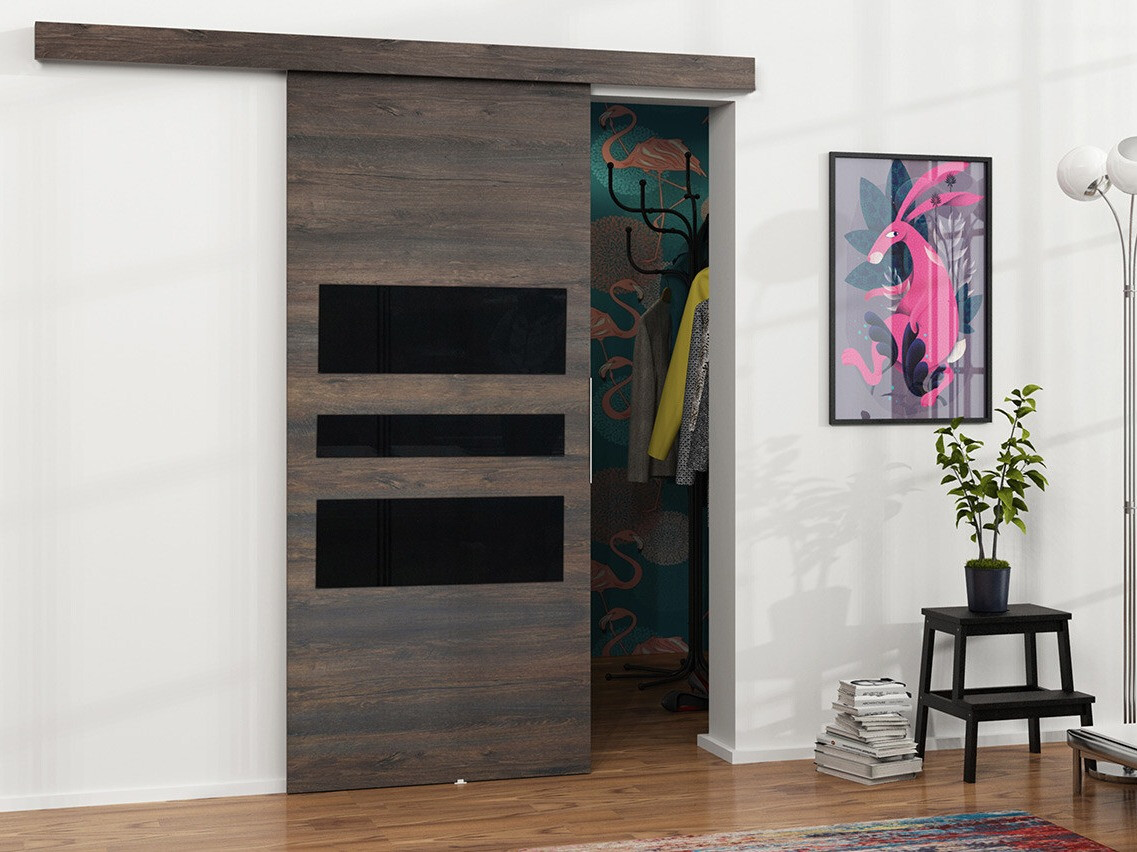 Sliding door Dover 140 (Dark ash + Black)