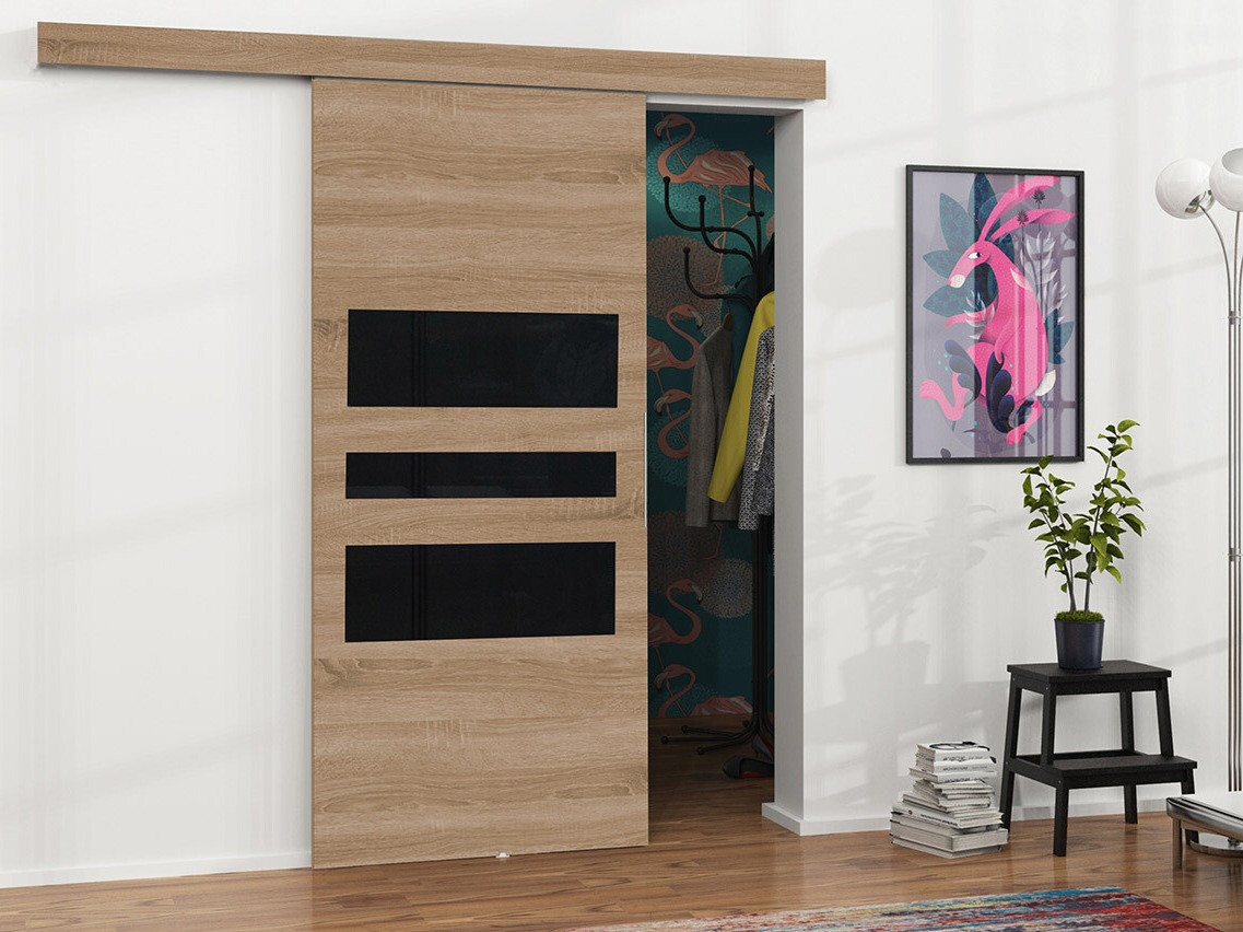 Sliding door Dover 140 (Sonoma oak + Black)