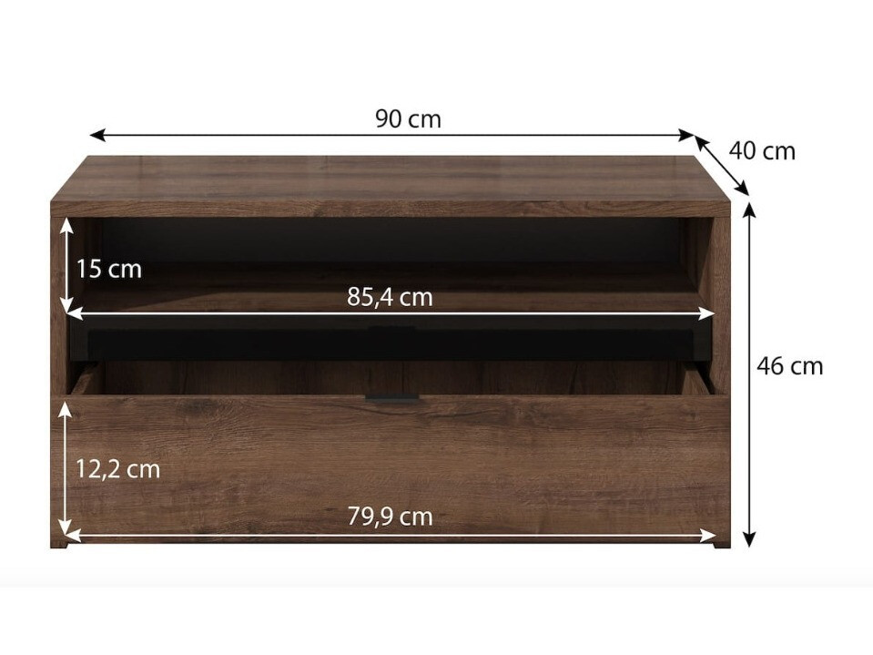 TV stand Providence 122 (Monastery oak + Glossy black)