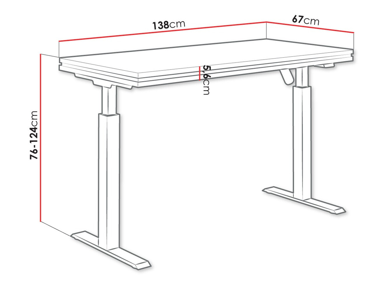 Height-adjustable desk Tucson 170 (Artisan oak + Matte black)