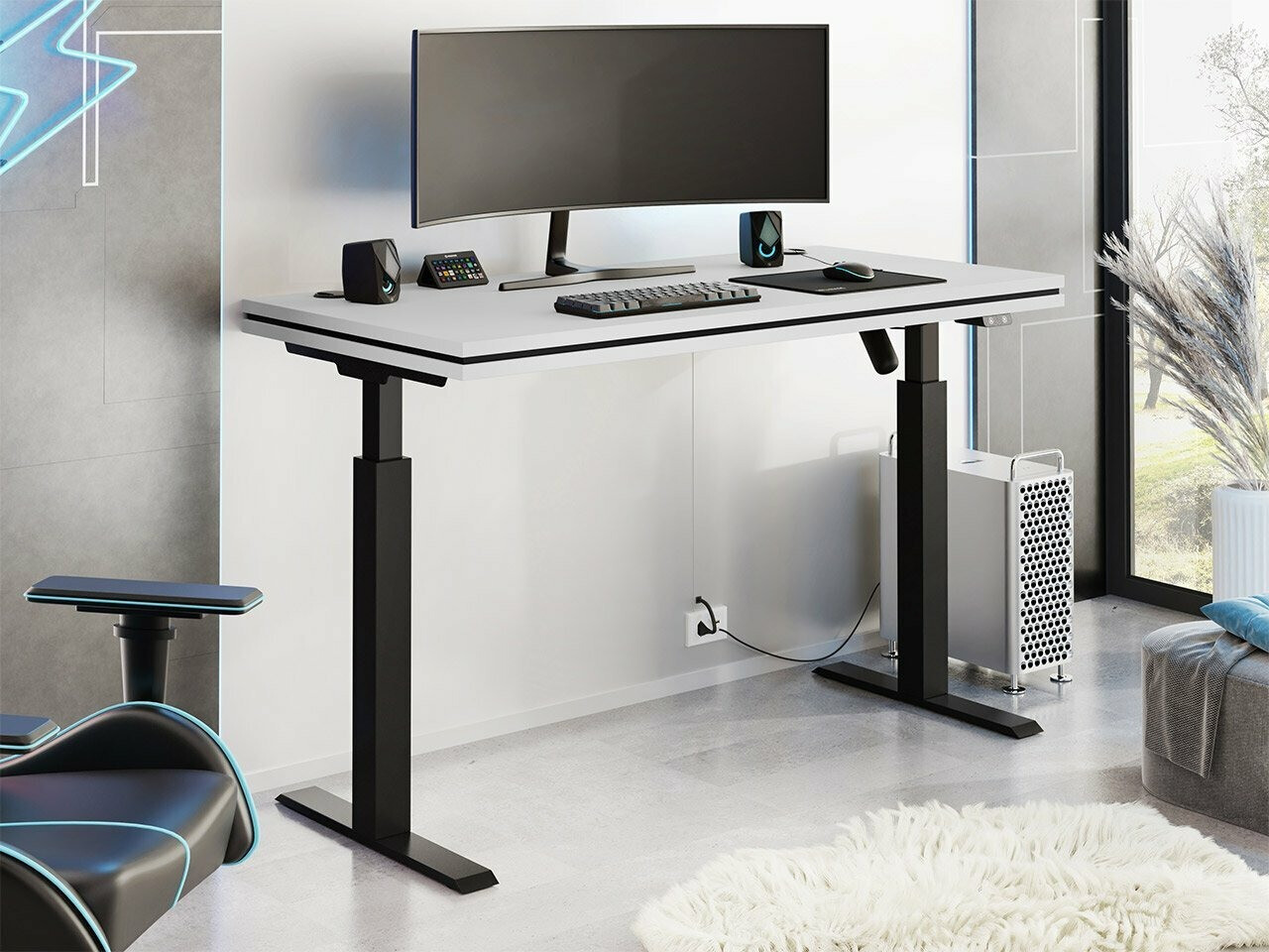 Height-adjustable desk Tucson 170 (Light grey + Matte black)