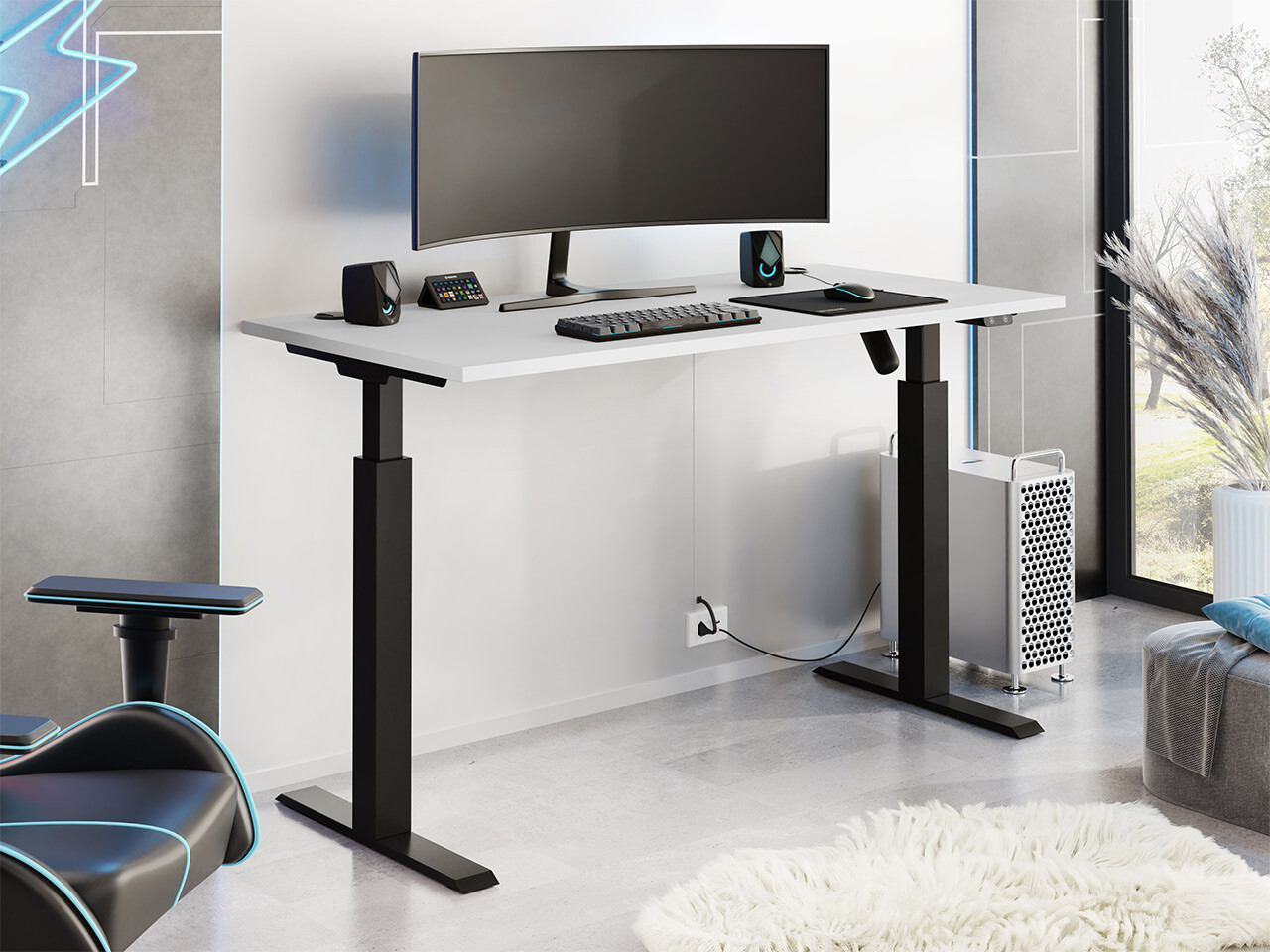 Height-adjustable desk Tucson 171 (Light grey + Matte black)