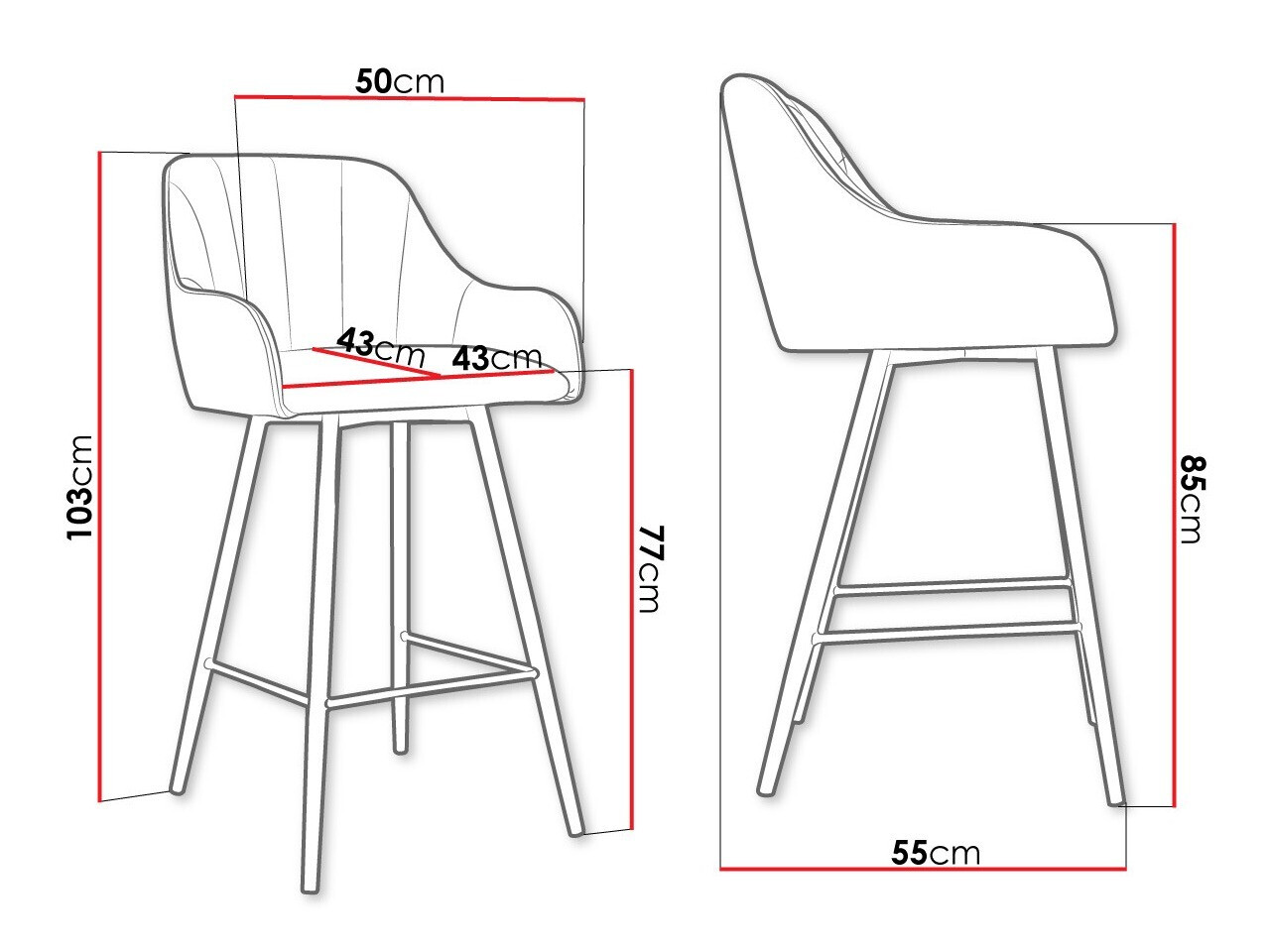 Bar stool Jackson 102 (Magic Velvet 2240)