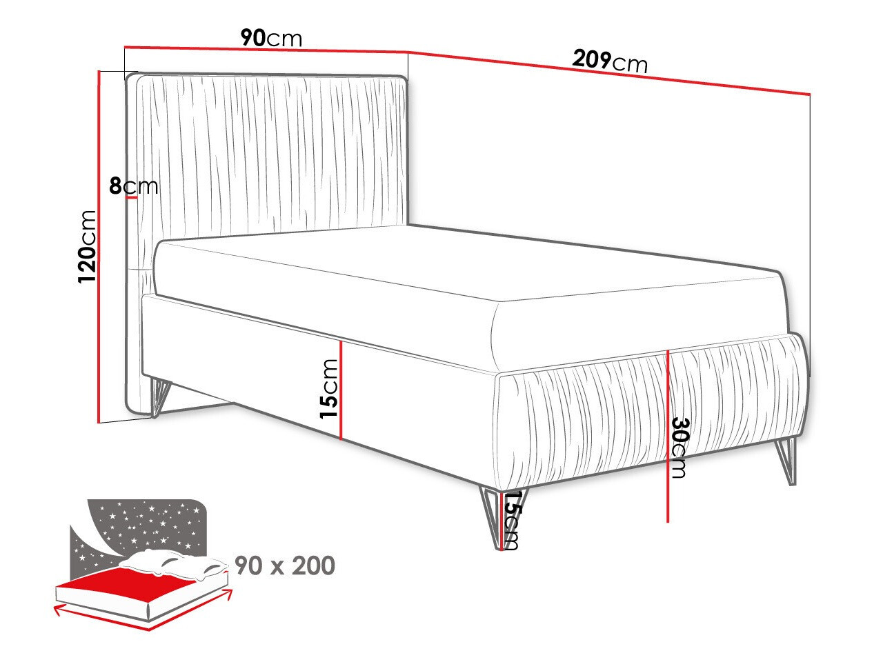 Bed Logan 112 (Amor Velvet 4314)