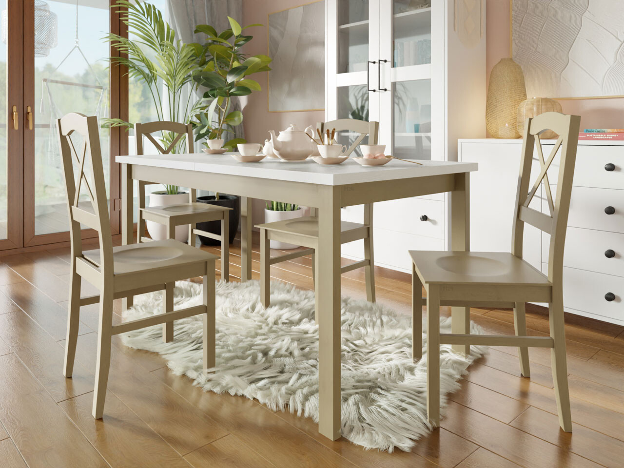 Dining set Victorville 286 (Sonoma oak + White)