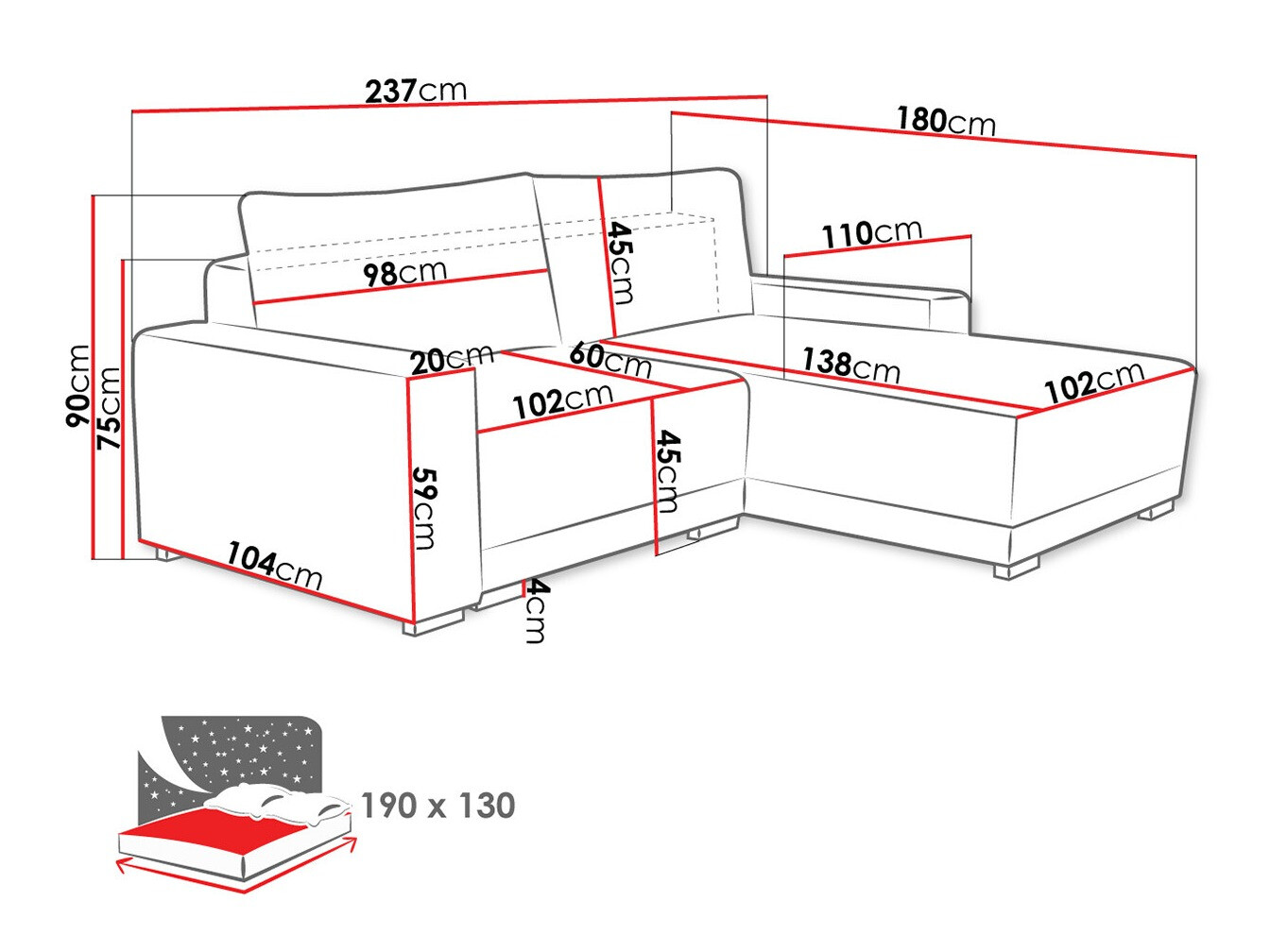 Corner sofa Columbus 204 (Tilia 77)
