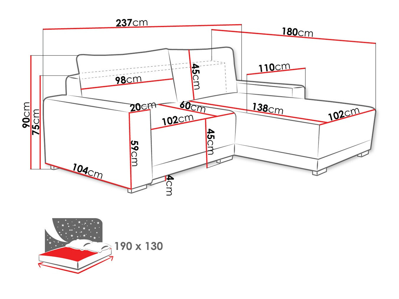 Corner sofa Columbus 204 (Tilia 86)