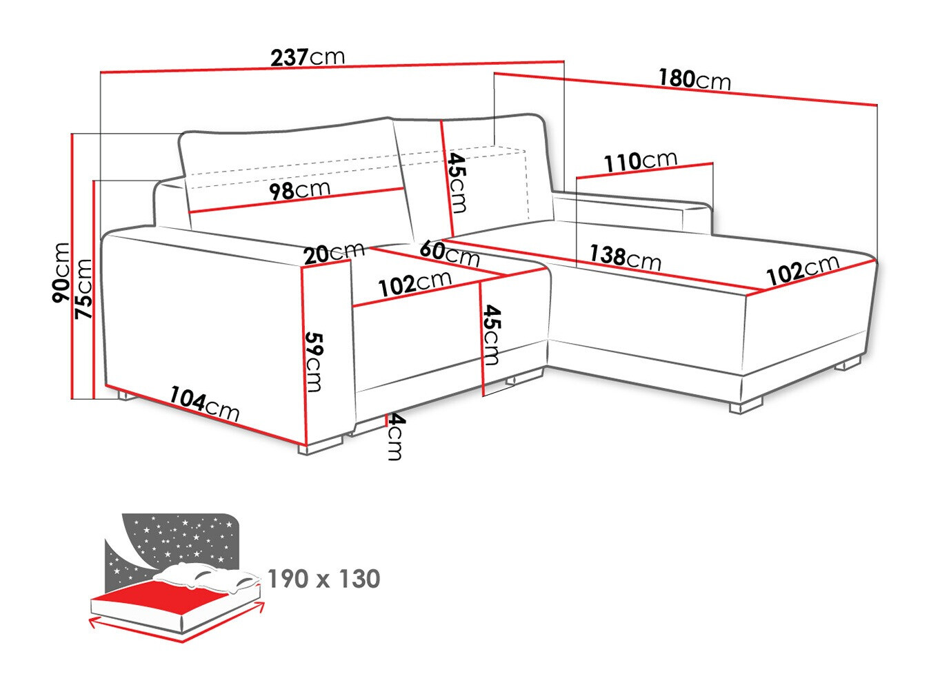 Corner sofa Columbus 204 (Tilia 90)