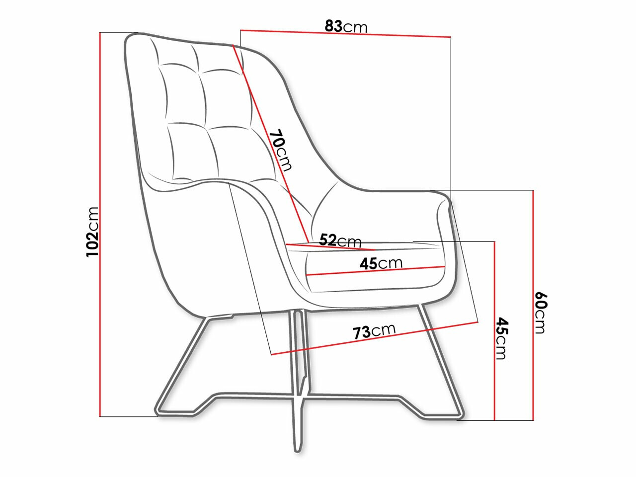 Armchair Kingston 135 (Velluto 33)