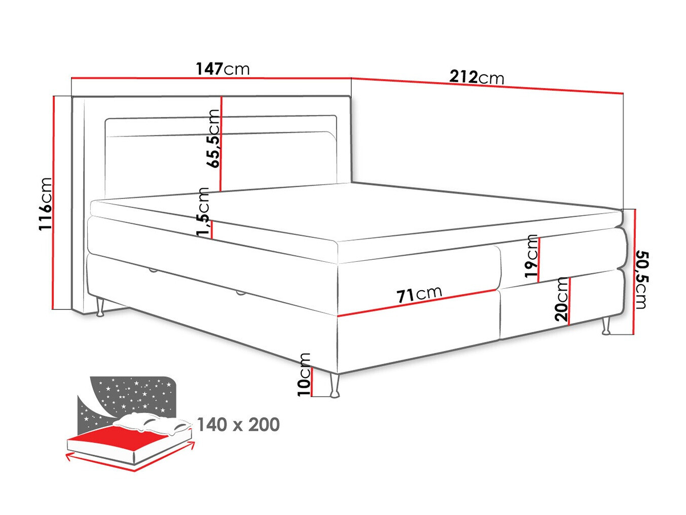 Continental bed ComfiDream Celara (Soft 011)