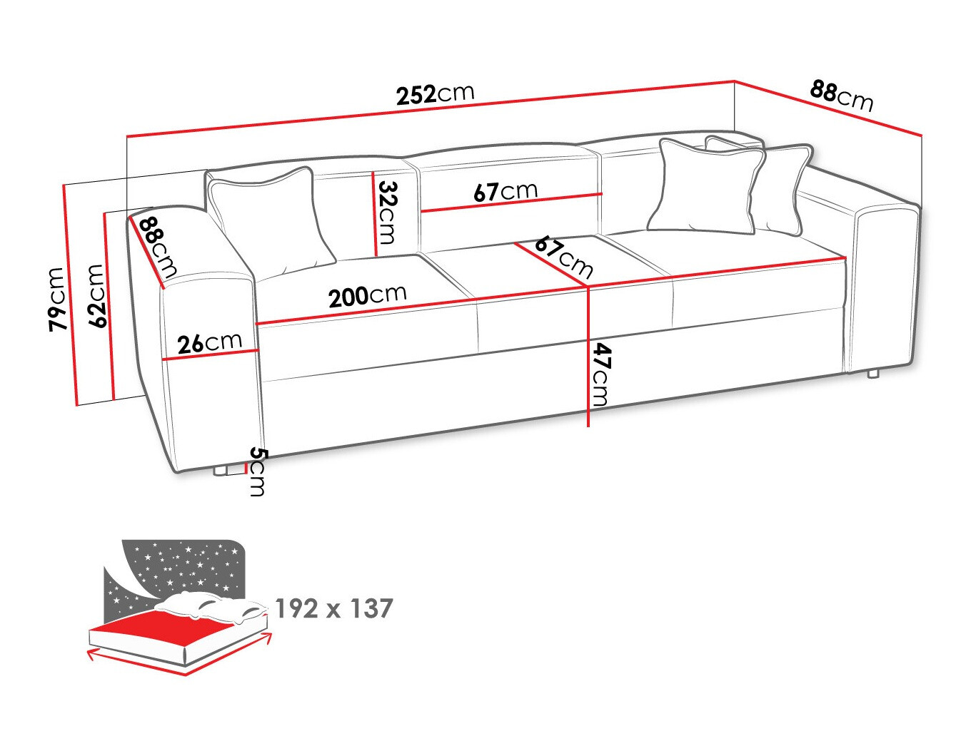 Sofa bed Clovis 114 (Poso 02)