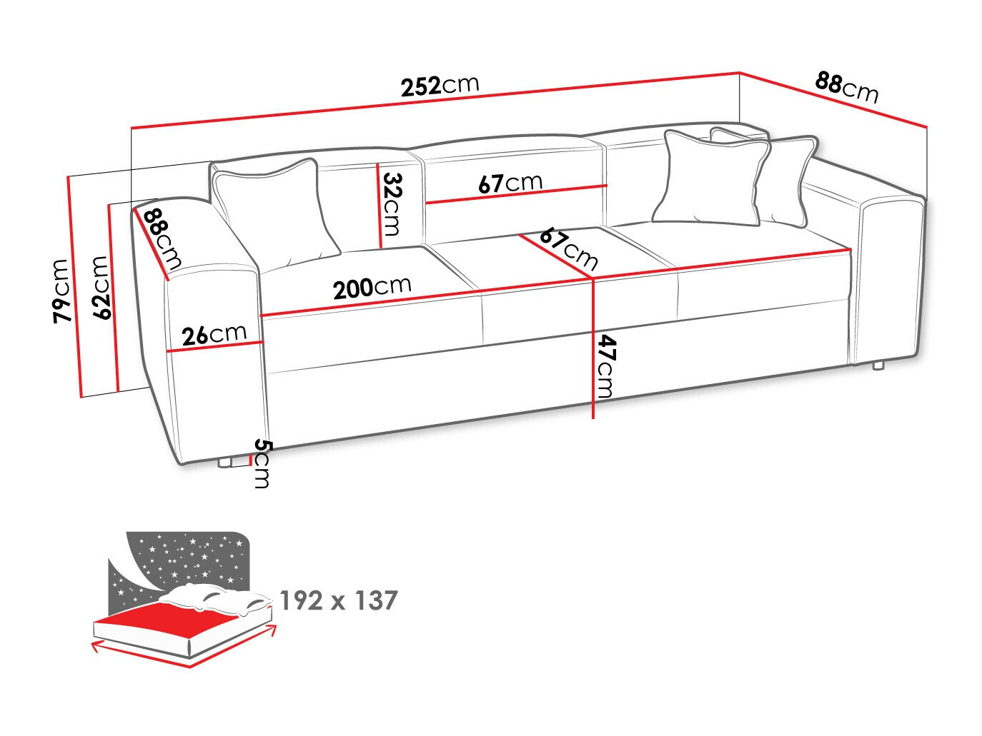 Sofa bed Clovis 114 (Poso 100)