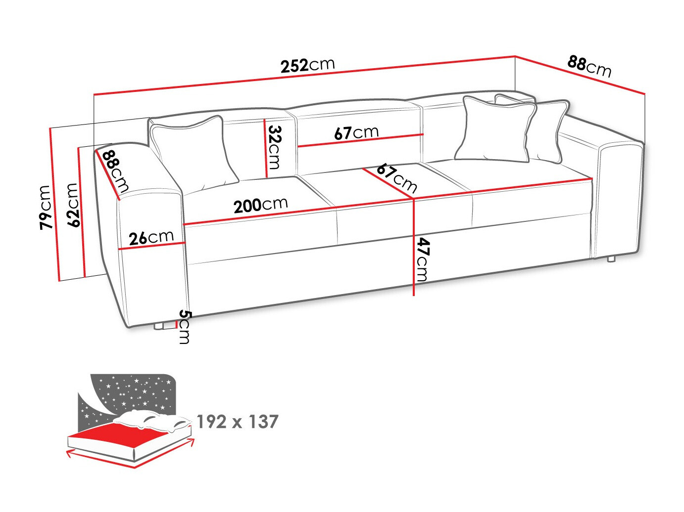 Sofa bed Clovis 114 (Poso 14)