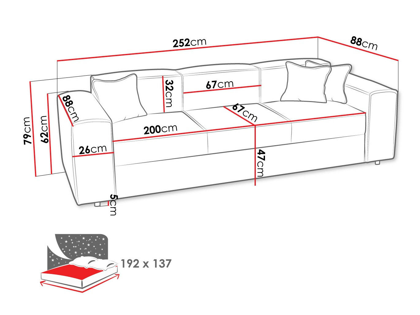 Sofa bed Clovis 114 (Poso 34)