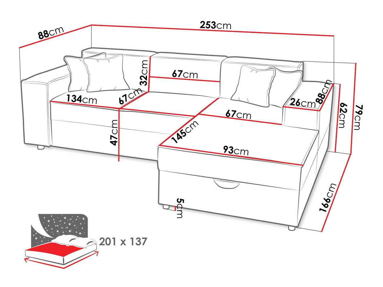 Corner sofa Clovis 116 (Poso 100)