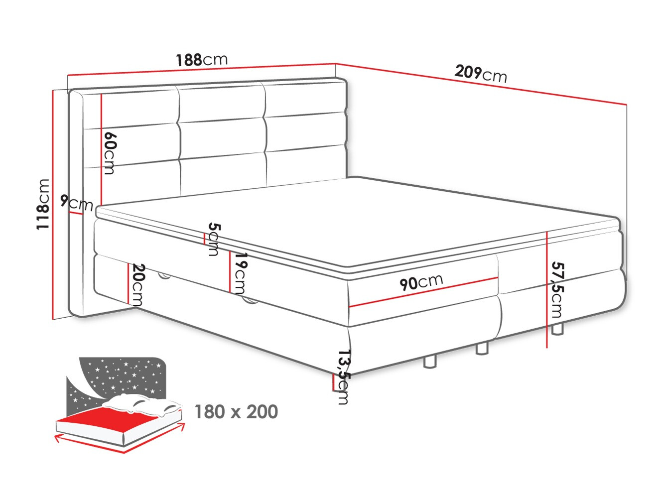 Continental bed ComfiDream Serena (Barrel 09)