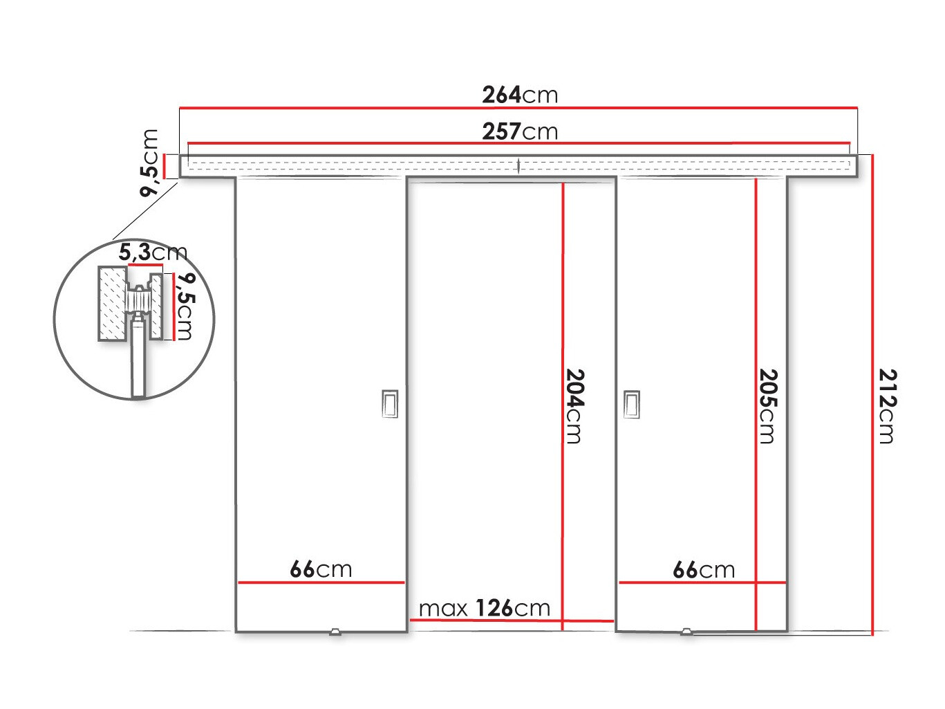 Sliding door Dover 198 (Dark ash)