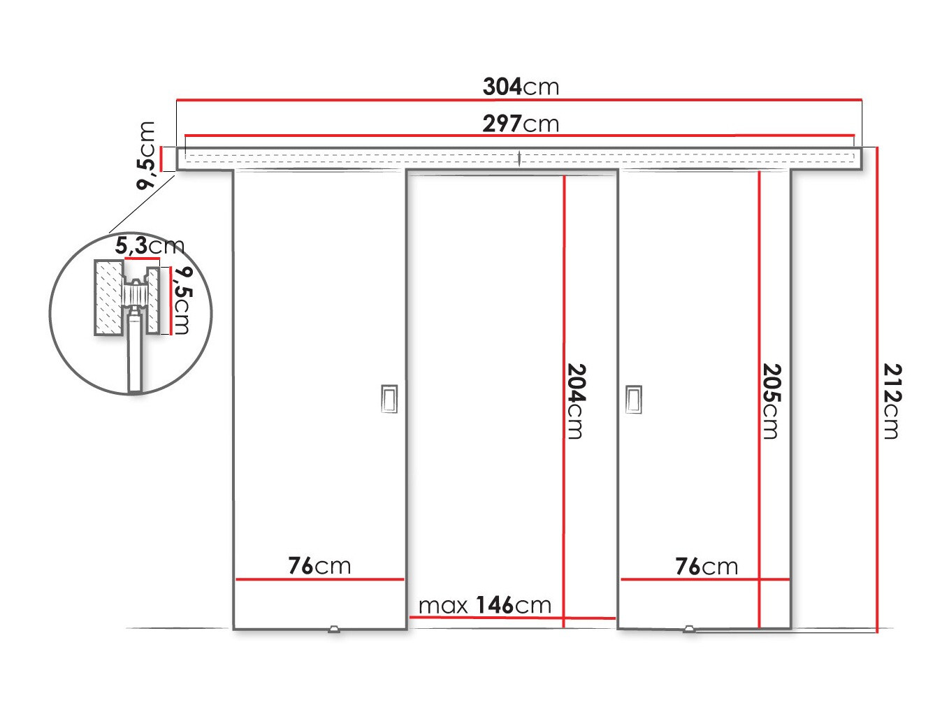 Sliding door Dover 199 (Dark ash)