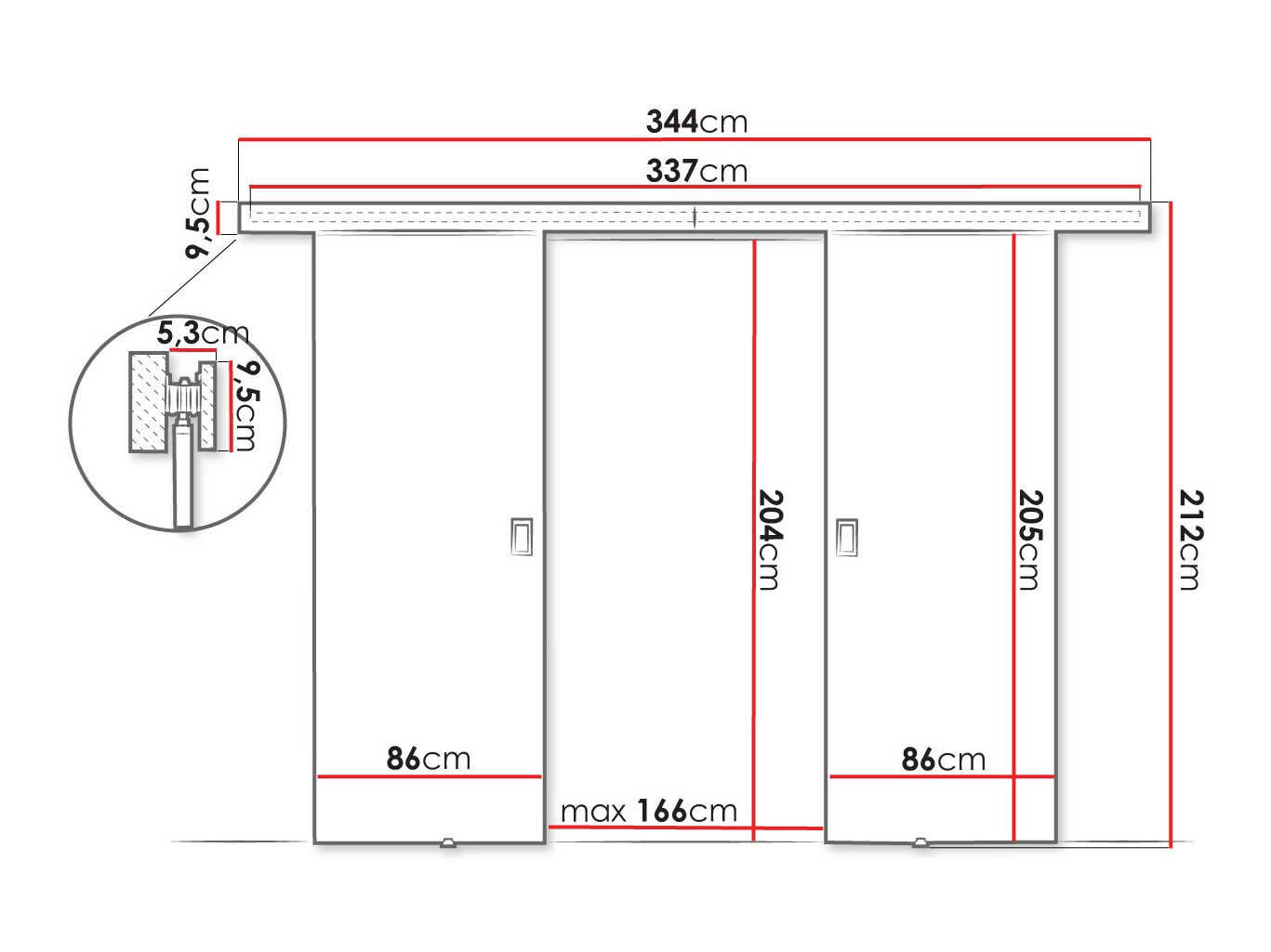 Sliding door Dover 200 (Black)