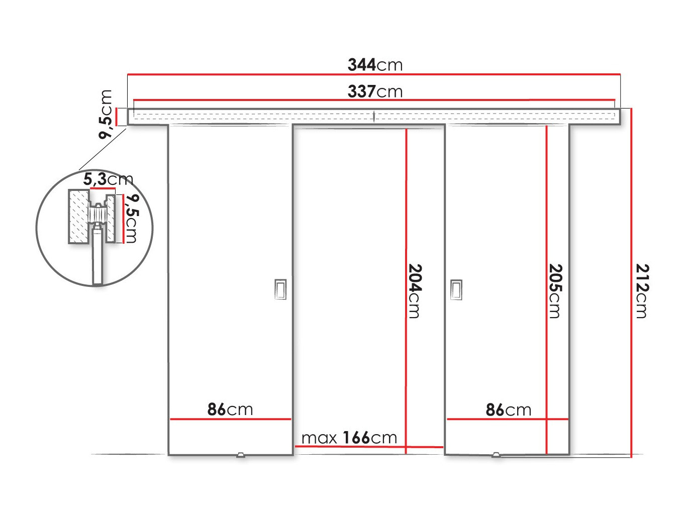 Sliding door Dover 200 (Dark ash)