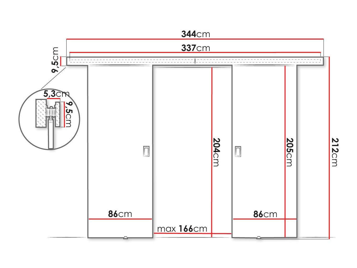 Sliding door Dover 200 (Graphite)