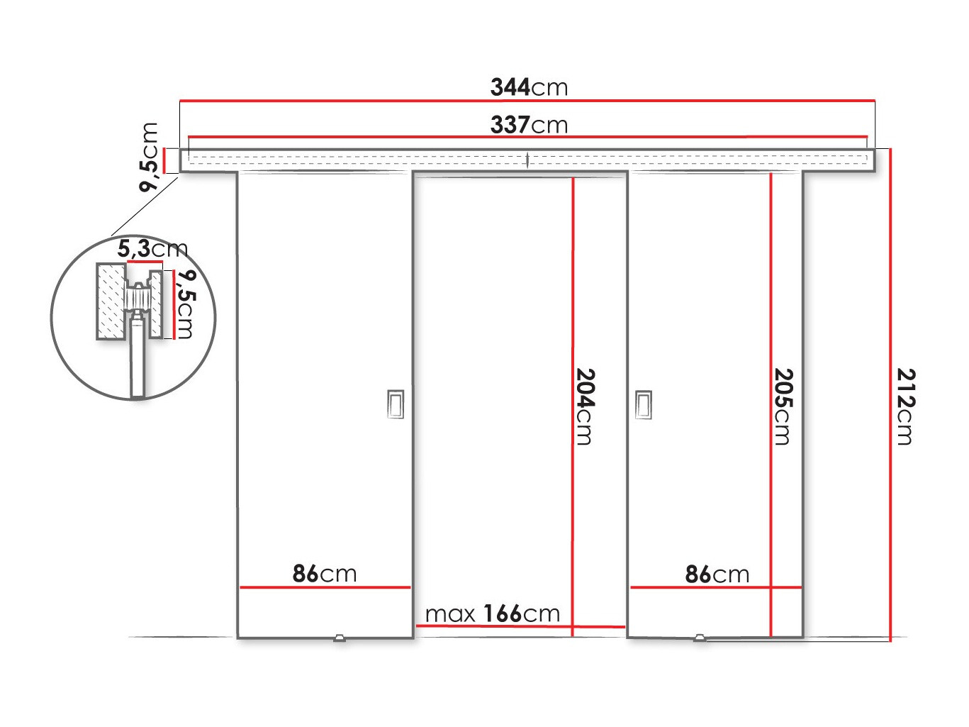Sliding door Dover 200 (White)
