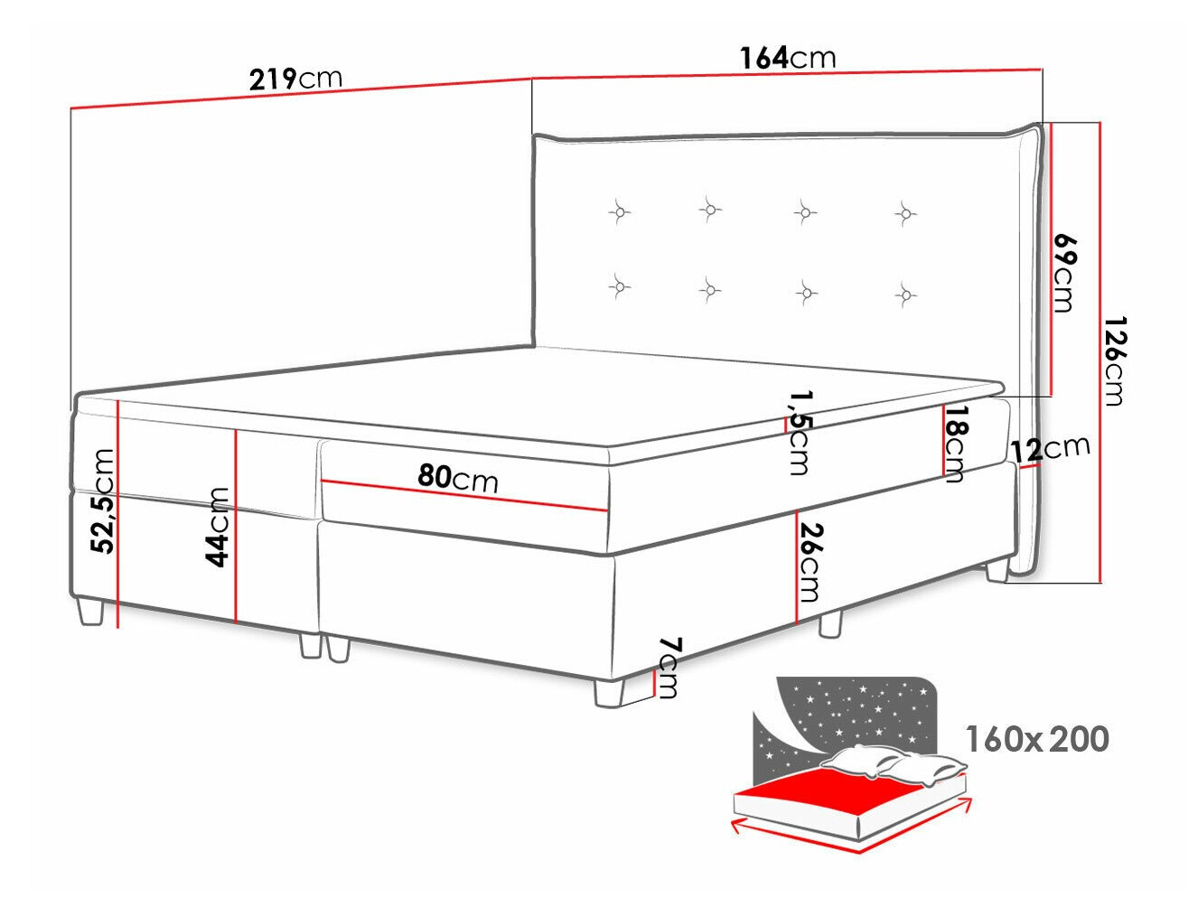 Continental bed Titulus (Uttario Velvet 2955)