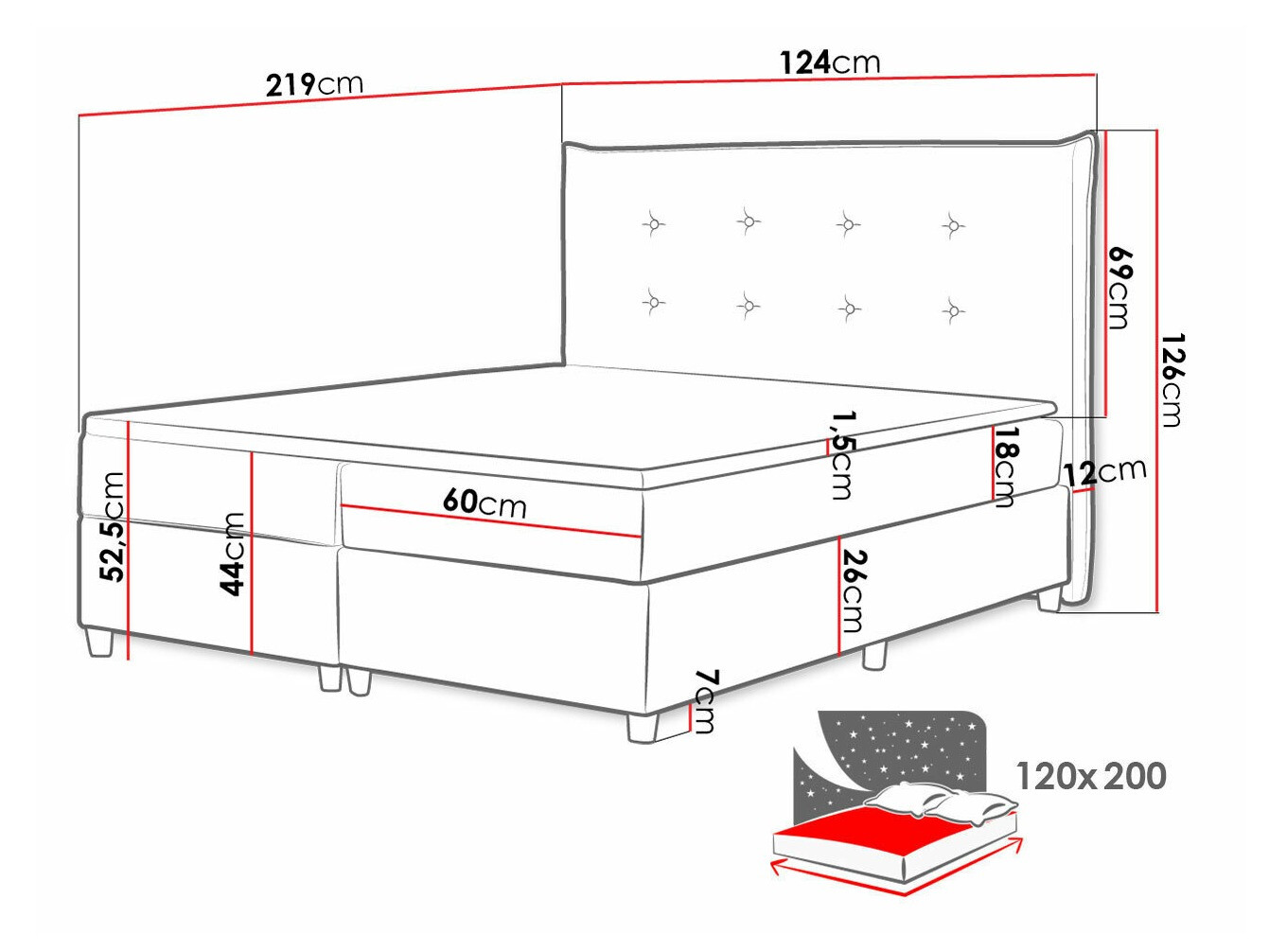 Continental bed Titulus (Uttario Velvet 2979)