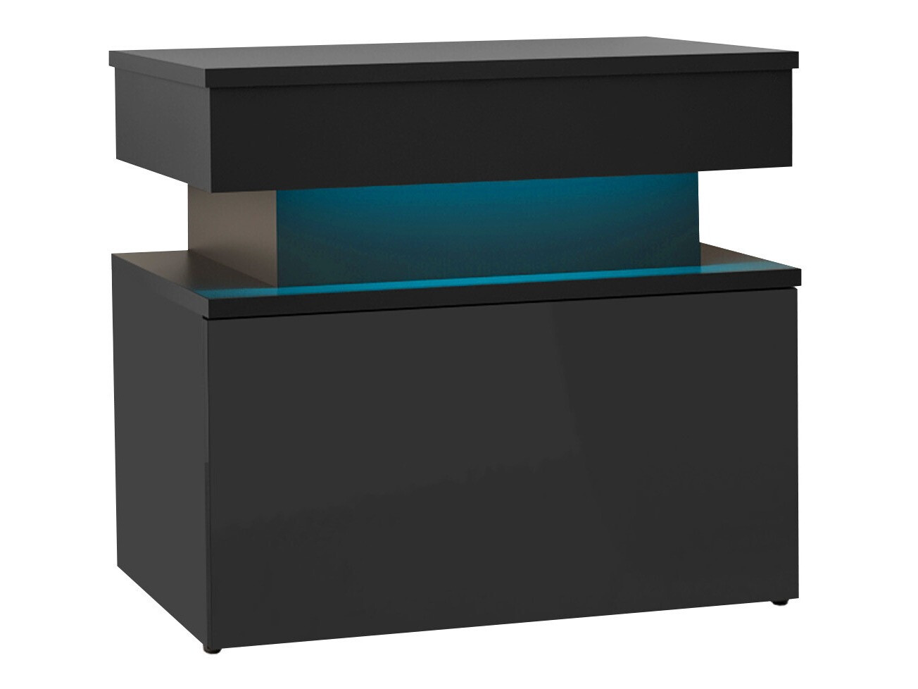 Bedside table Monfero (Black + Glossy black)