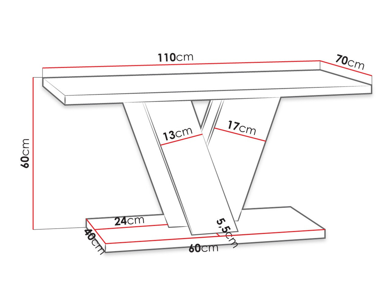 Coffee table Goodyear 128 (Grey + Black)