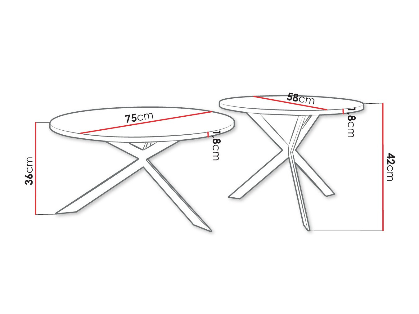 Nest of coffee tables Oswego 108 (Black)