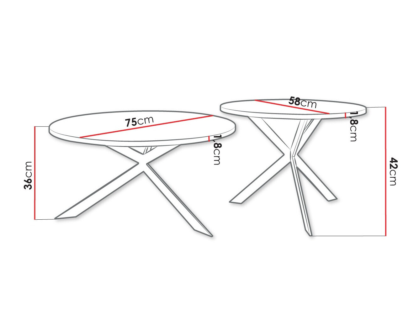 Nest of coffee tables Oswego 108 (White marble + Black)