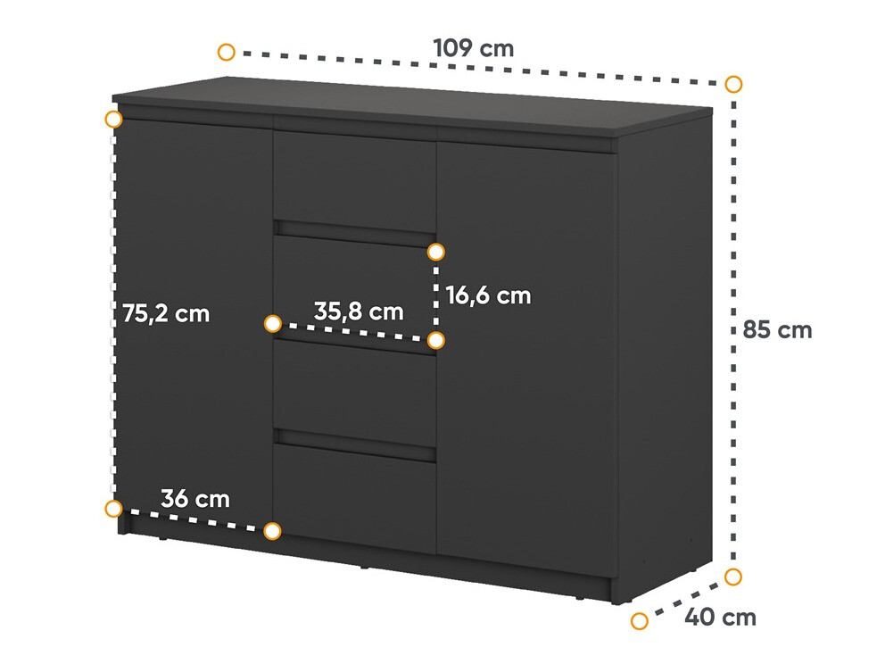 Chest of drawers Cirdelu 105 (Black)