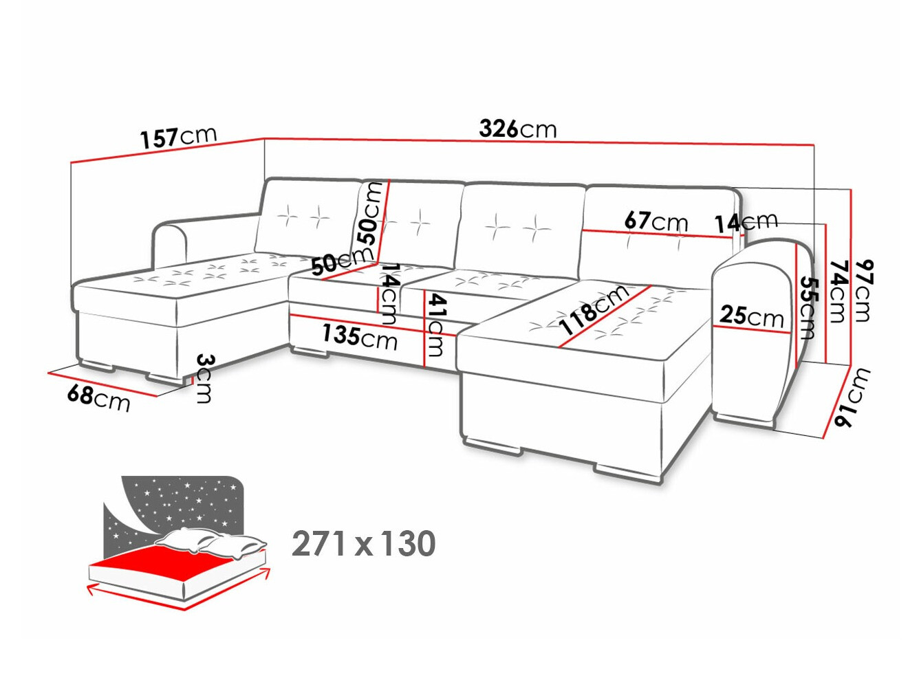 Corner sofa Arvada 117 (Monolith 85)