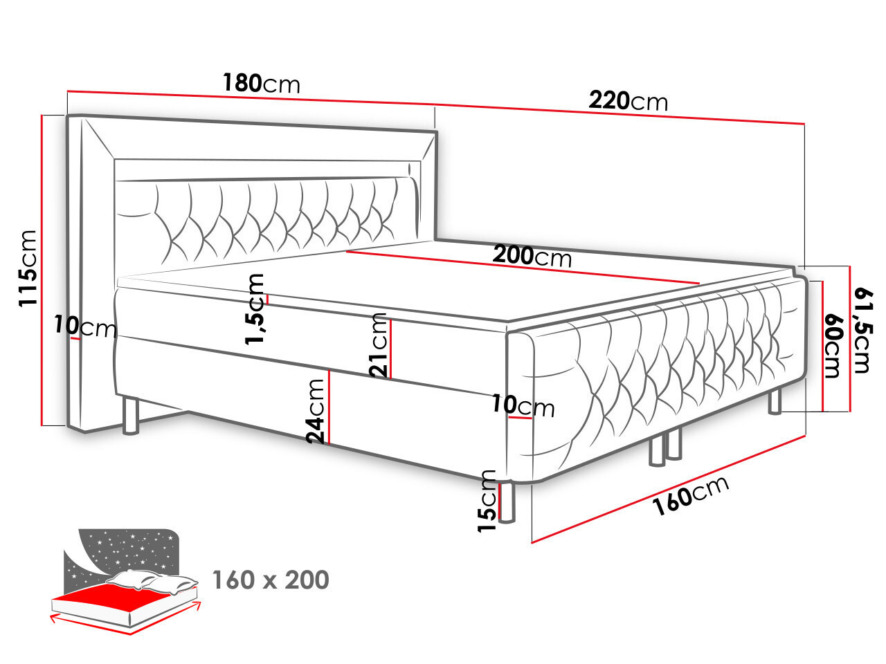 Continental bed Aura II