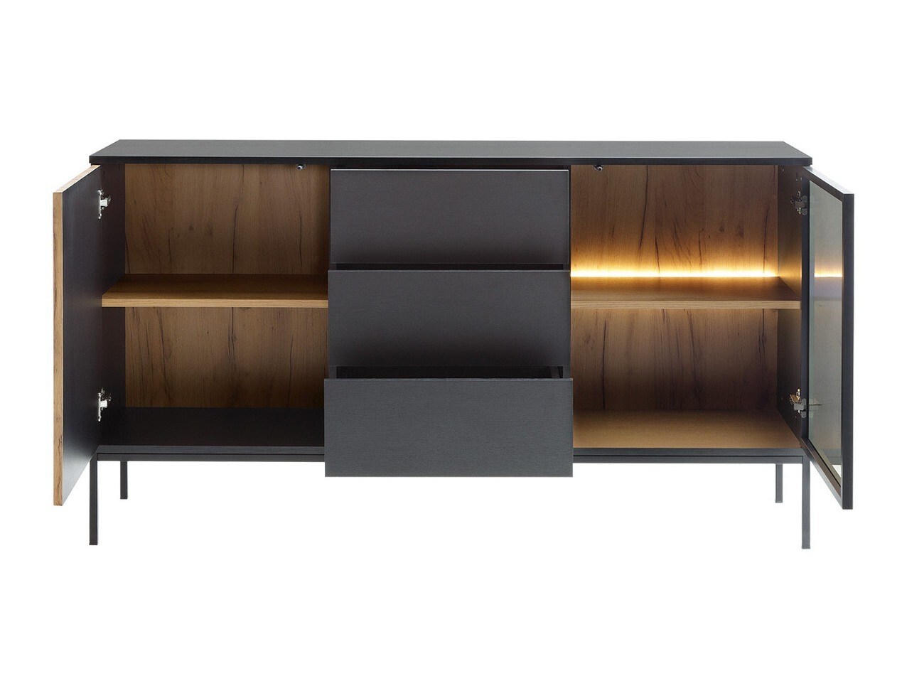 Chest of drawers Manal (Black + Wotan Oak)