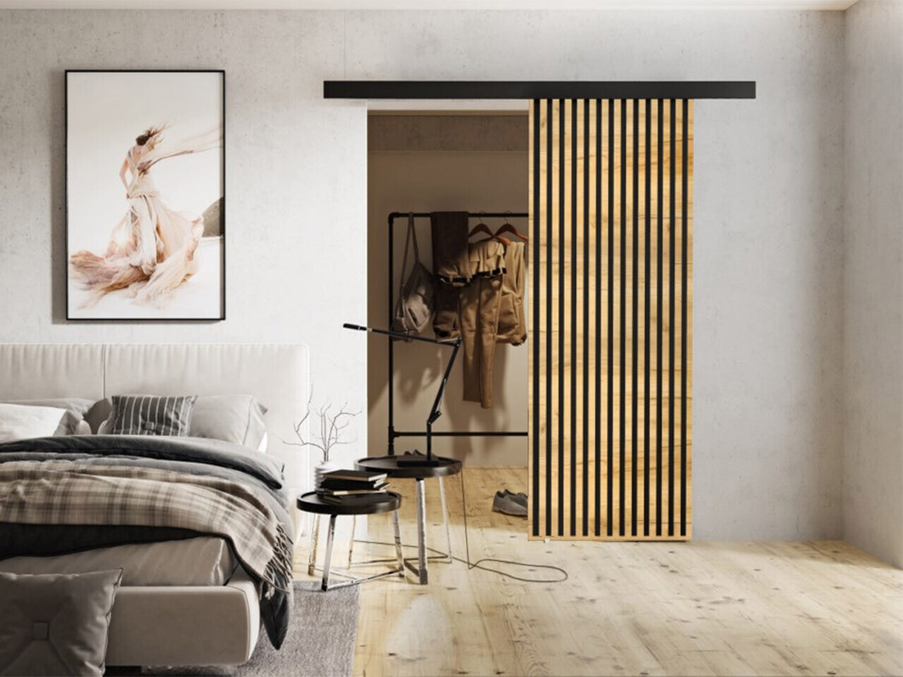 Sliding door Dover 201 (Craft golden oak + Black)