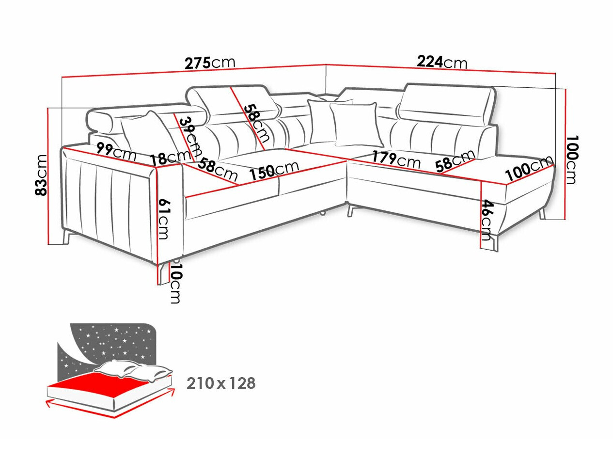 Corner sofa Sarasota 147 (Mono 235 + Botanical 36)
