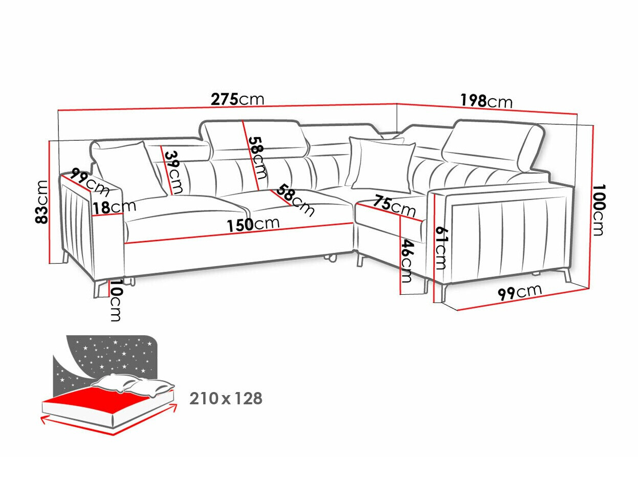 Corner sofa Sarasota 149 (Mono 235 + Botanical 36)