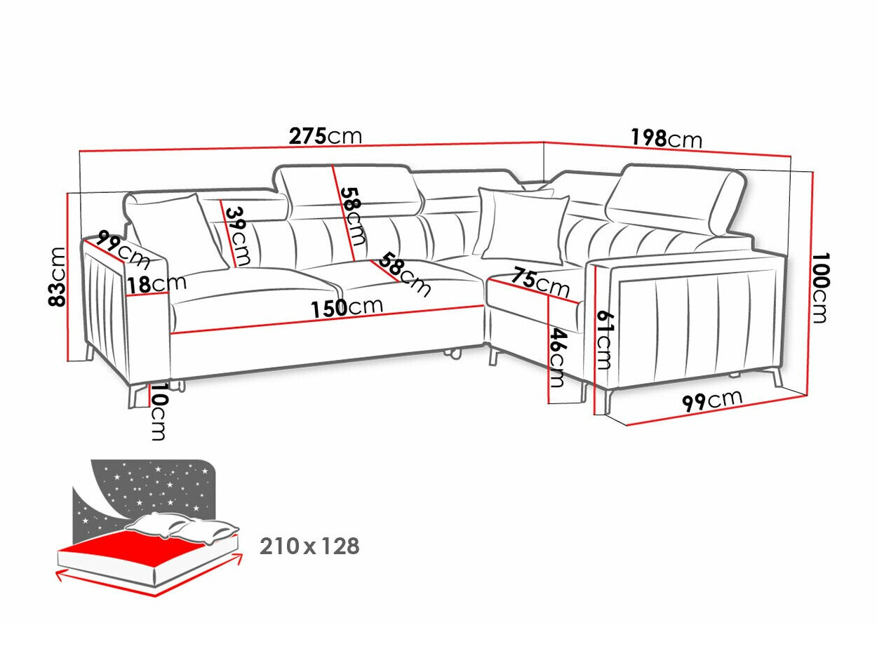 Corner sofa Sarasota 149 (Mono 242 + Botanical 36)