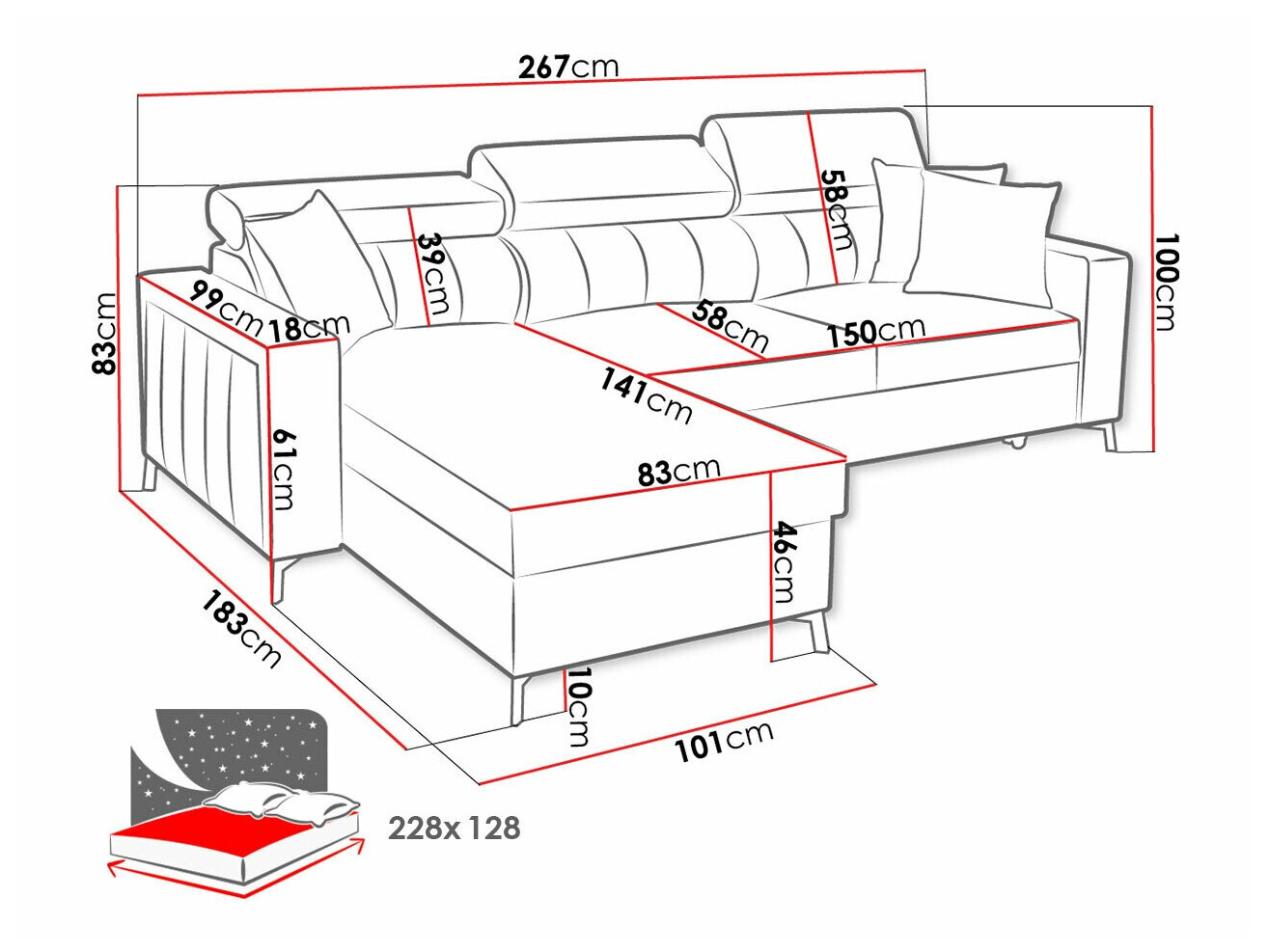 Corner sofa Sarasota 150 (Mono 231 + Botanical 36)