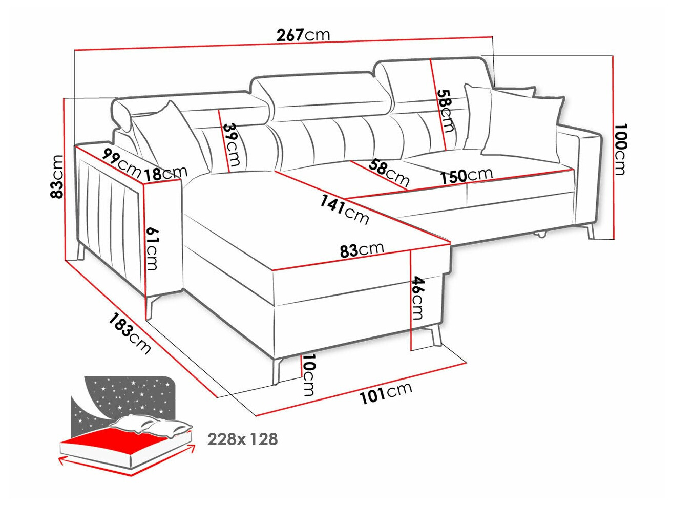 Corner sofa Sarasota 150 (Mono 234 + Botanical 36)