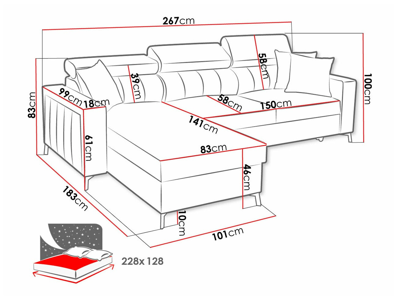 Corner sofa Sarasota 150 (Mono 235 + Botanical 36)